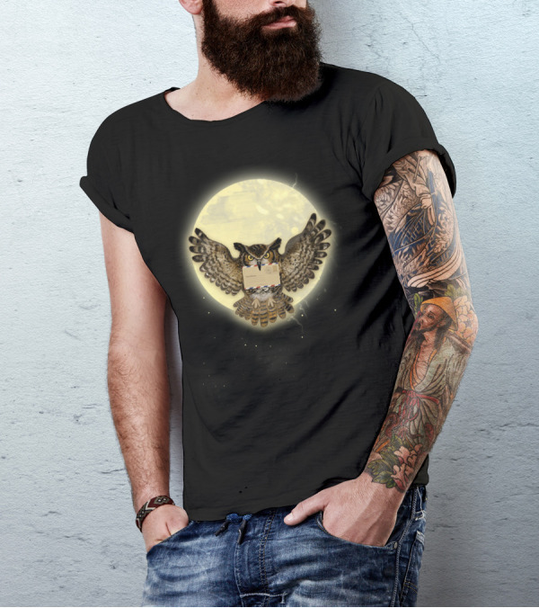Full Moon Owl Postal Service Delivery T-Shirt
