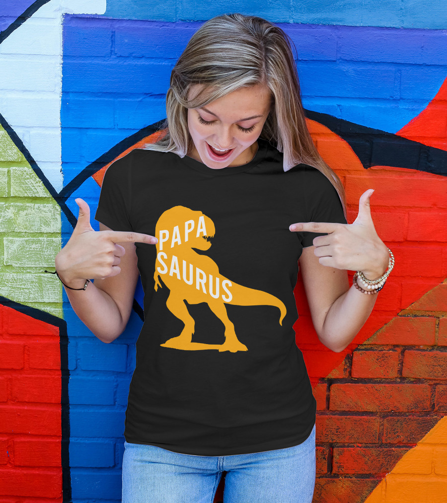 PAPA SAURUS Dinosaur Father's Day Gift T-Rex T-Shirt