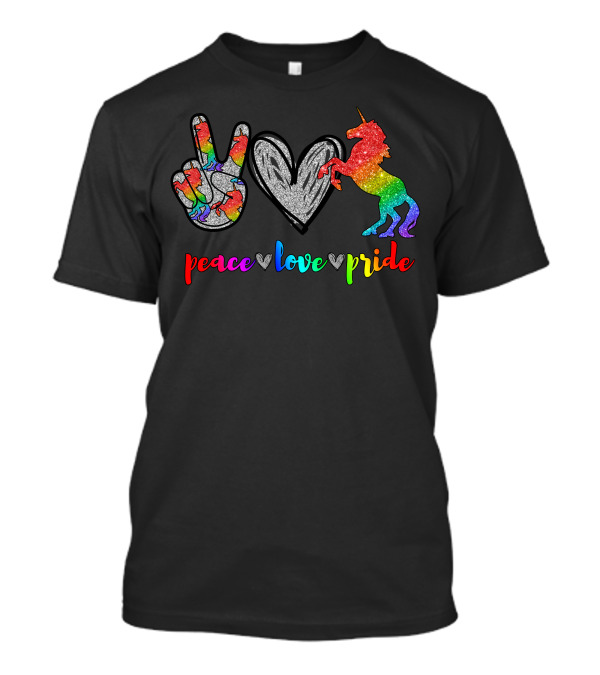 Peace Love Pride Rainbow Unicorn T-Shirt