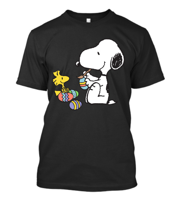 Peanuts Snoopy Woodstock Painting Colorful Easter Eggs T-Shirt