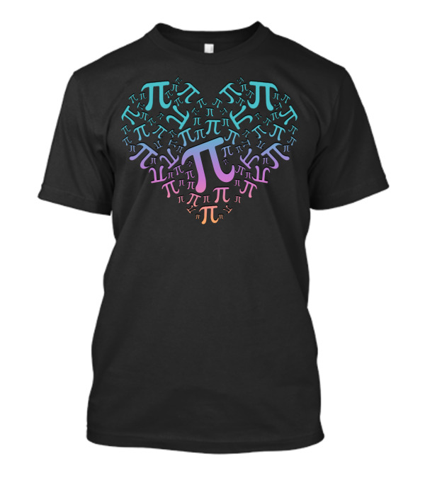 Pi Symbol Heart Shape Multicolor T-Shirt