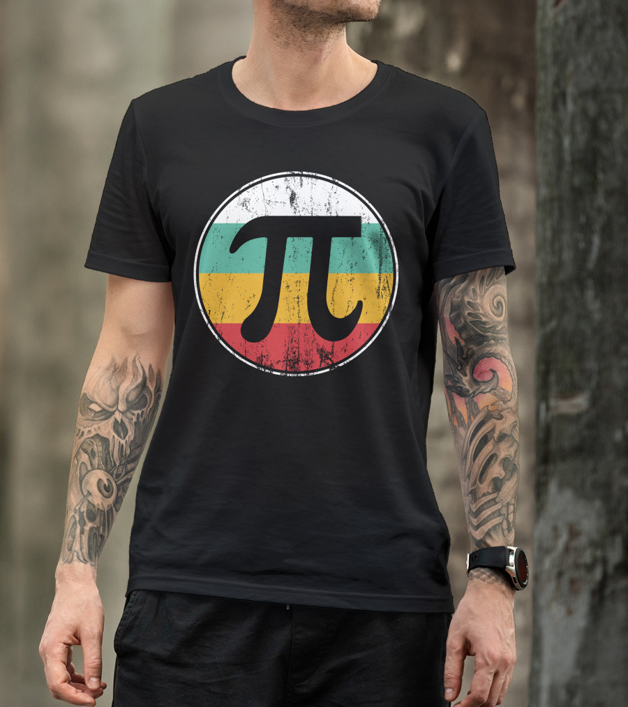 Retro Distressed Pi Circle Vintage Colors T-Shirt