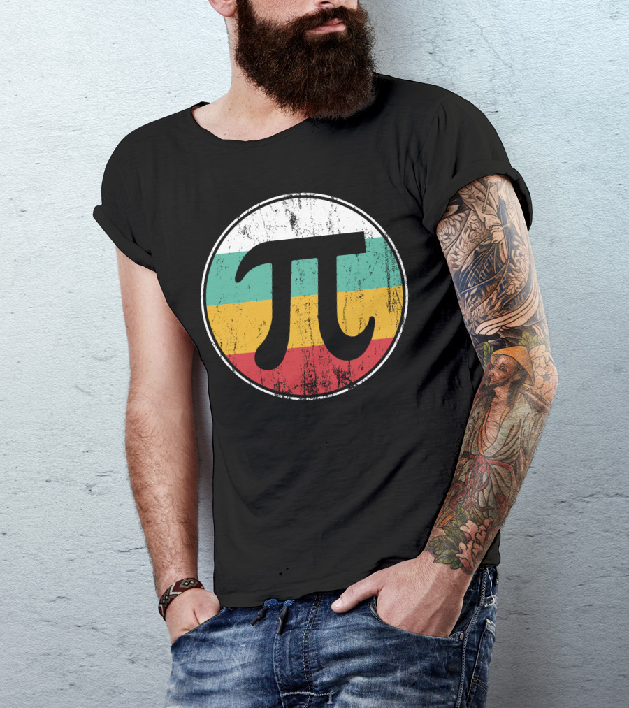 Retro Distressed Pi Circle Vintage Colors T-Shirt