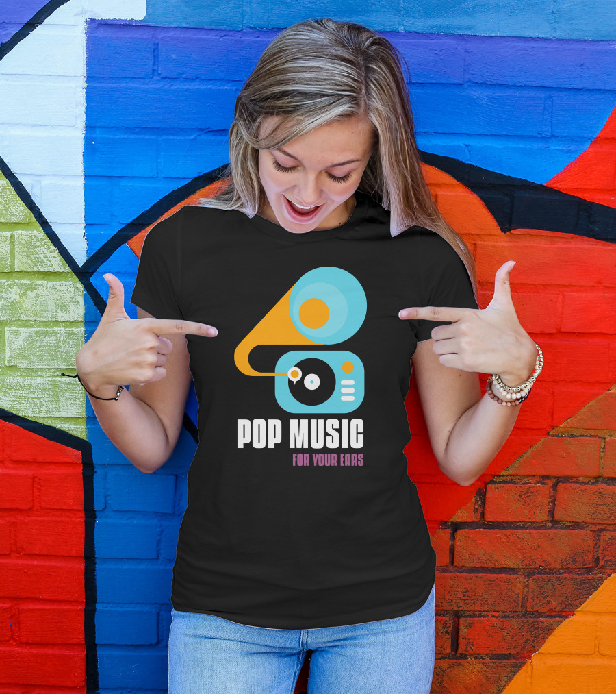 Pop Music For Your Ears Turntable Retro Vibes T-Shirt