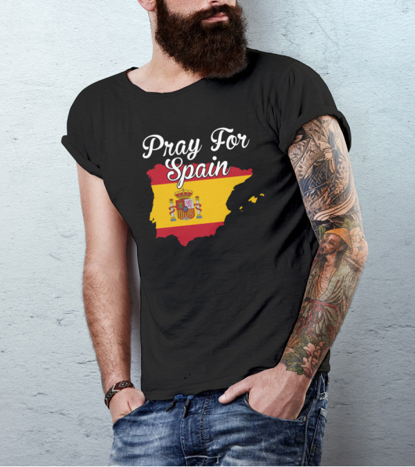 Pray For Spain Spanish Flag Emblem T-Shirt