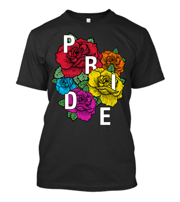 Pride Month Transgender Rainbow Roses Bold Lettering T-Shirt