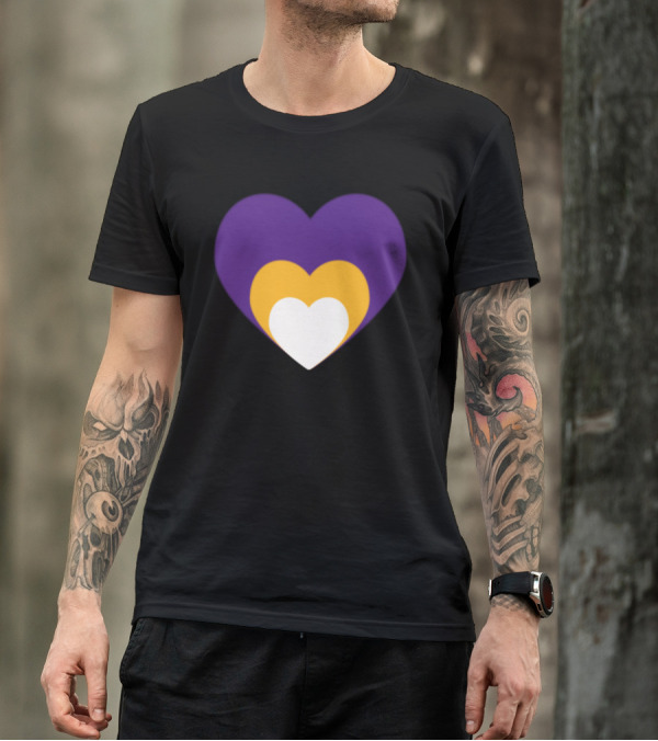 Purple Yellow White Heart Trio Layers T-Shirt
