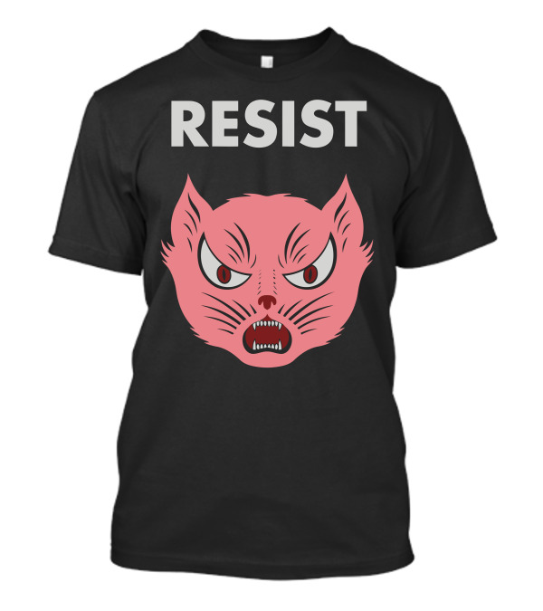 Resist Angry Pink Cat Face T-Shirt