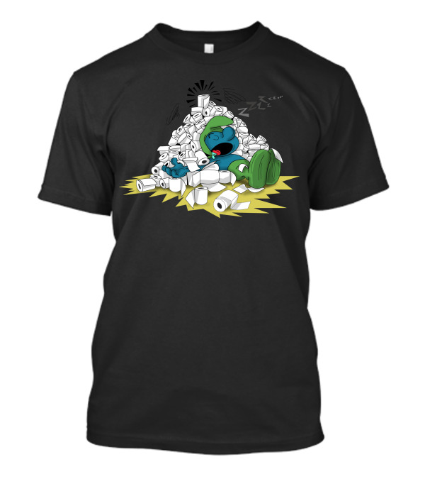 Rich Sleeper Snoozing On Toilet Paper Pile Playful Cartoon Graphic With Zzz's T-Shirt