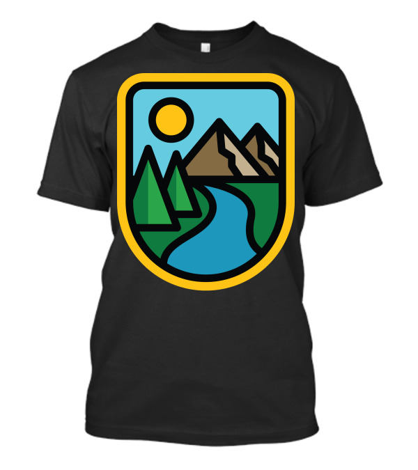 River Line Scenic Mountain Shield Badge T-Shirt