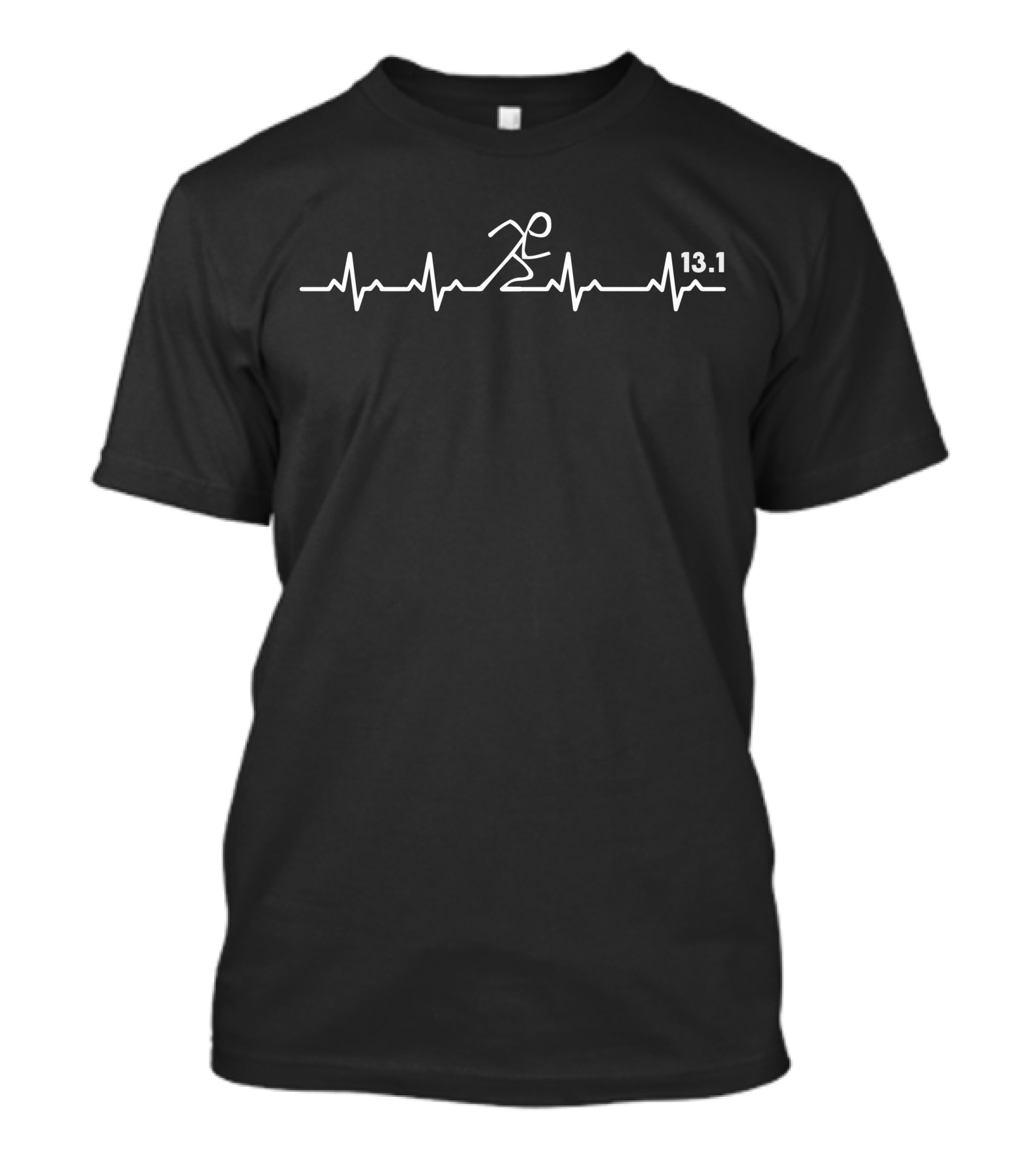 Running Run Heartbeat 13.1 Half Marathon EKG Stick Figure T-Shirt