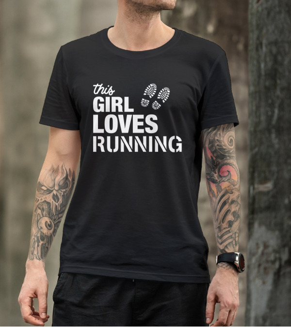 This Girl Loves Running With Footprints T-Shirt