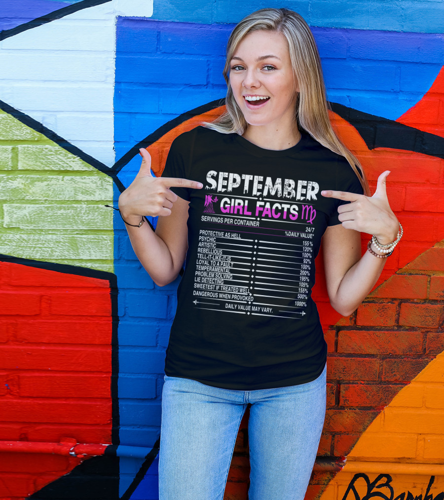September Virgo Girl Facts Protective Psychic Artistic Rebellious T-Shirt