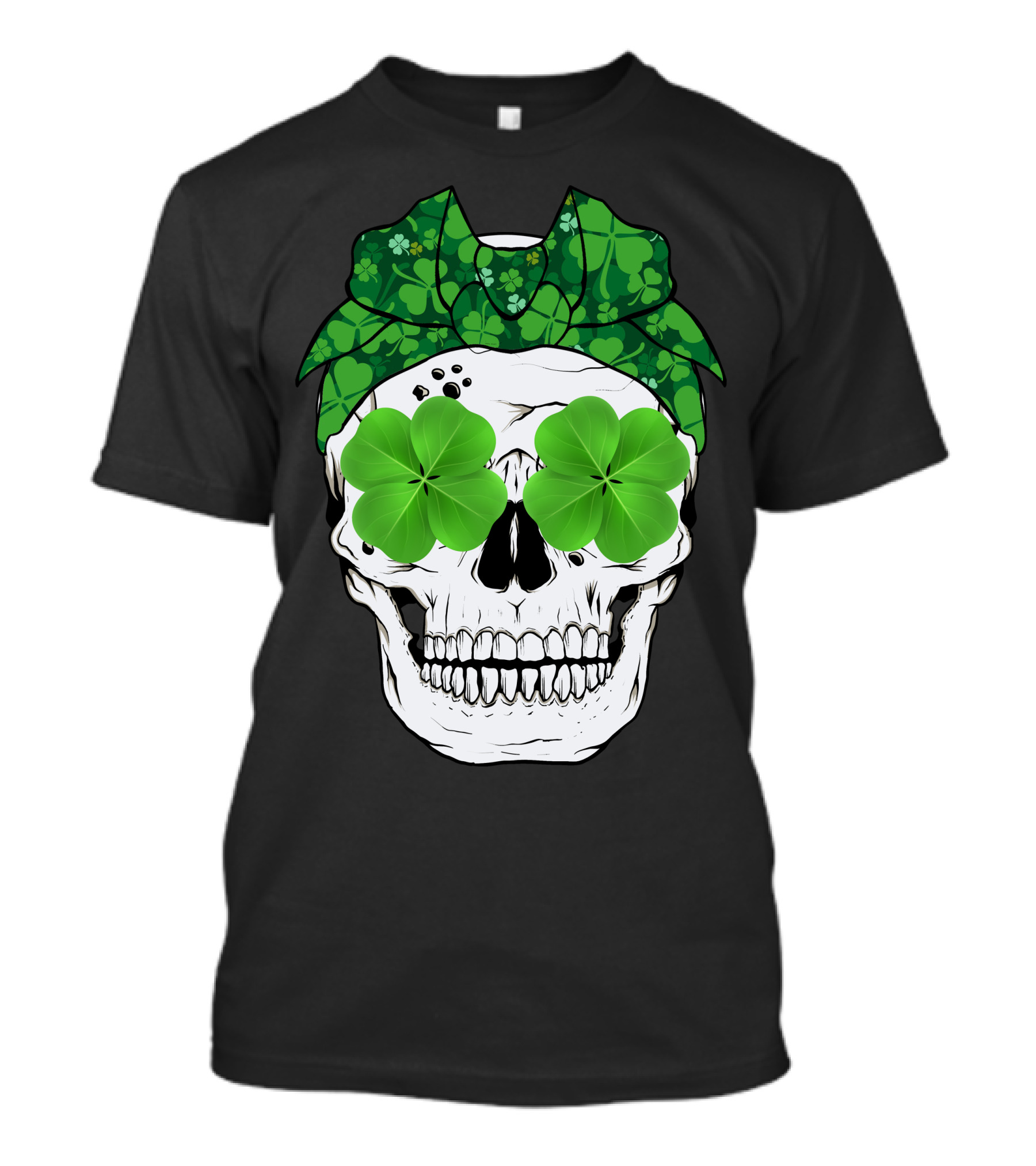 Skull Clover Shamrock Bow Tie T-Shirt