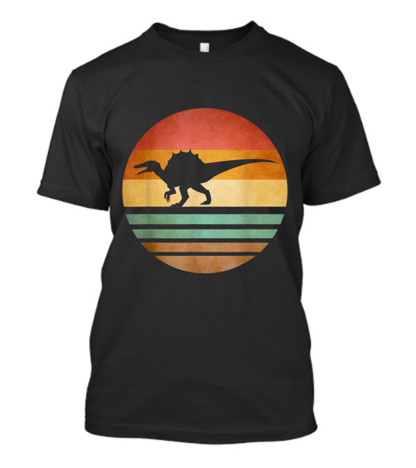 Spinosaurus Dinosaur Retro Sunset Silhouette Vintage 70s T-Shirt