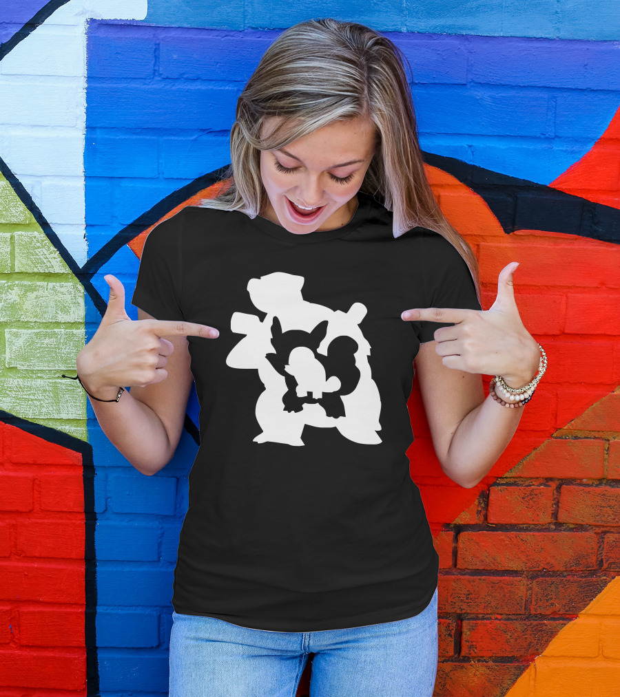 Blastoise Silhouette Evolution With Squirtle And Wartortle Forms T-Shirt