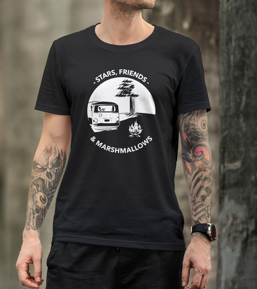 Stars Friends Marshmallows Campfire Van Tree T-Shirt