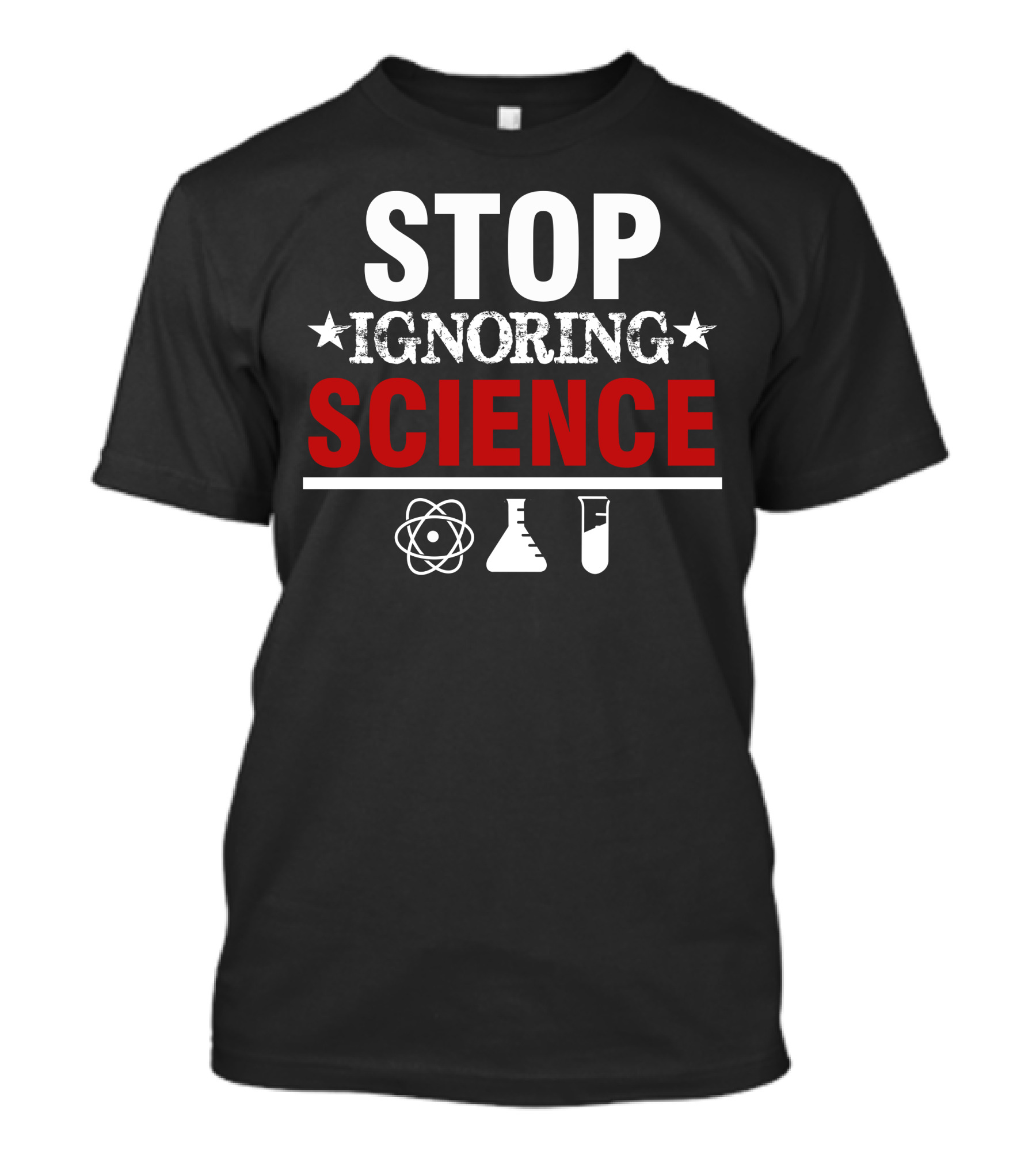 Stop Ignoring Science Atom Beaker Test Tube T-Shirt