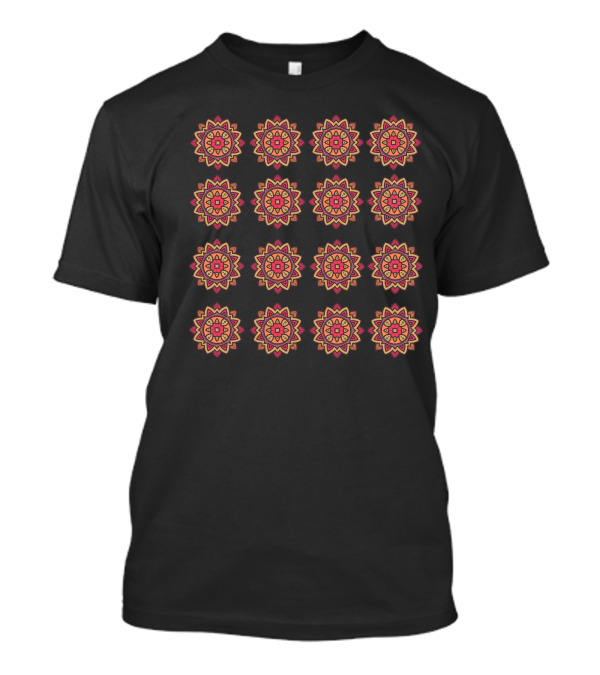 Sun Flower Repeated Pattern Bold Colors T-Shirt