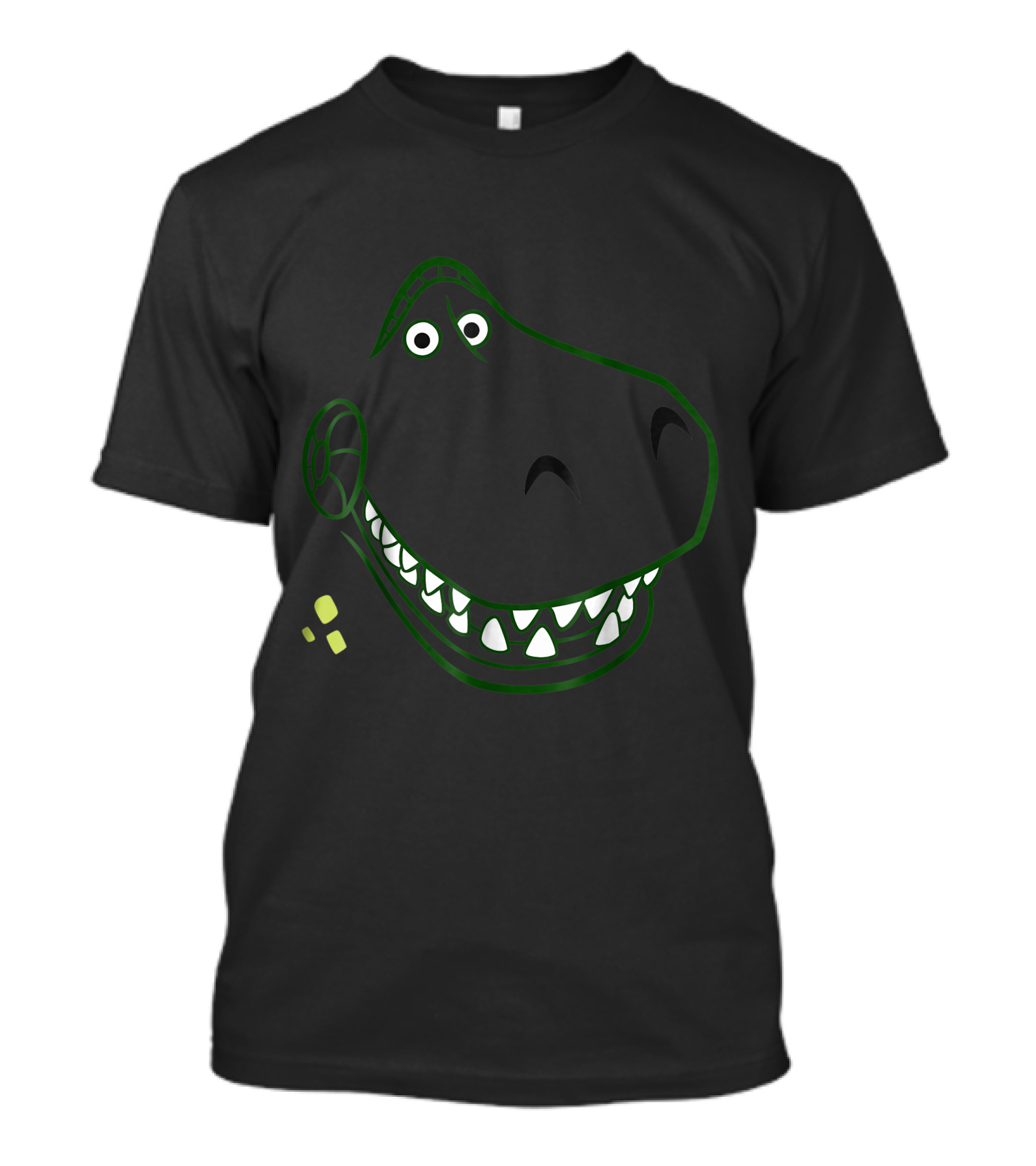 T Rex Dinosaur Green Outline Cartoon Face T-Shirt