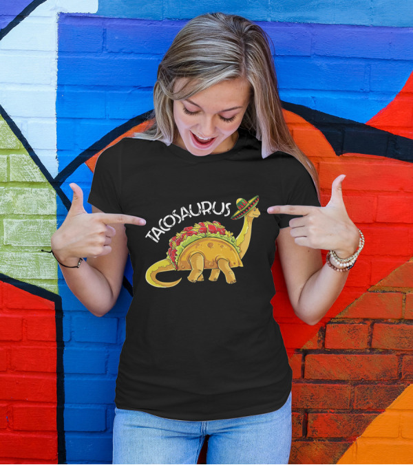 Tacosaurus Dinosaur Taco With Sombrero Hat T-Shirt