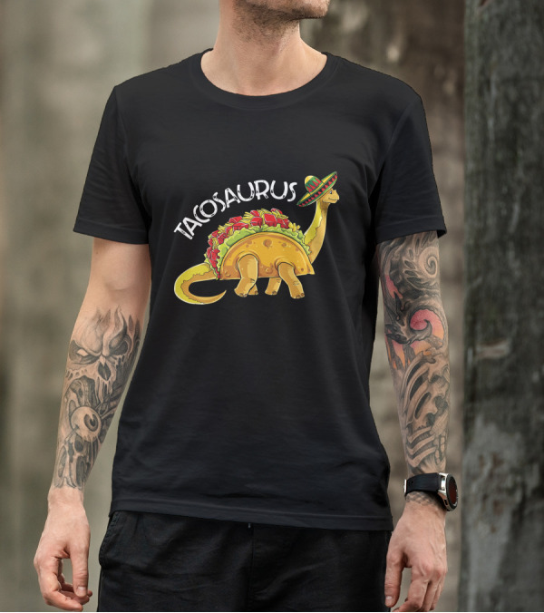 Tacosaurus Dinosaur Taco With Sombrero Hat T-Shirt