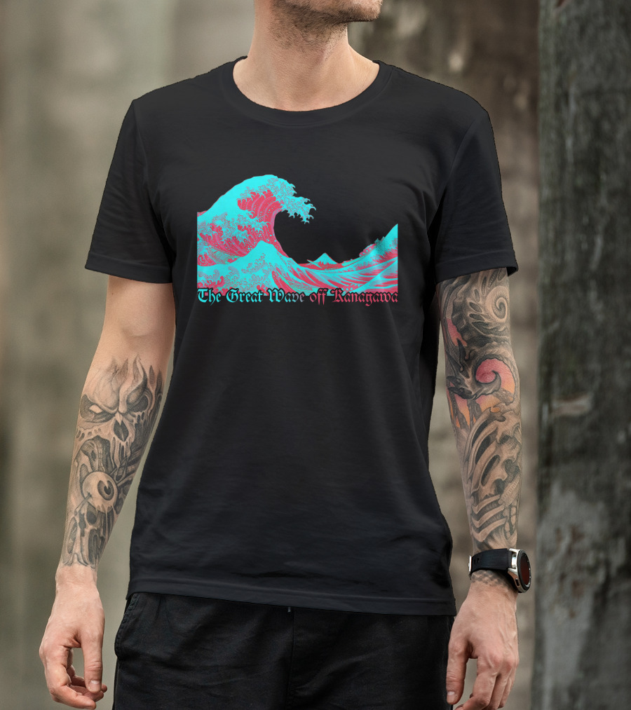 The Great Wave Off Kanagawa Psychedelic Abstract Print T-Shirt