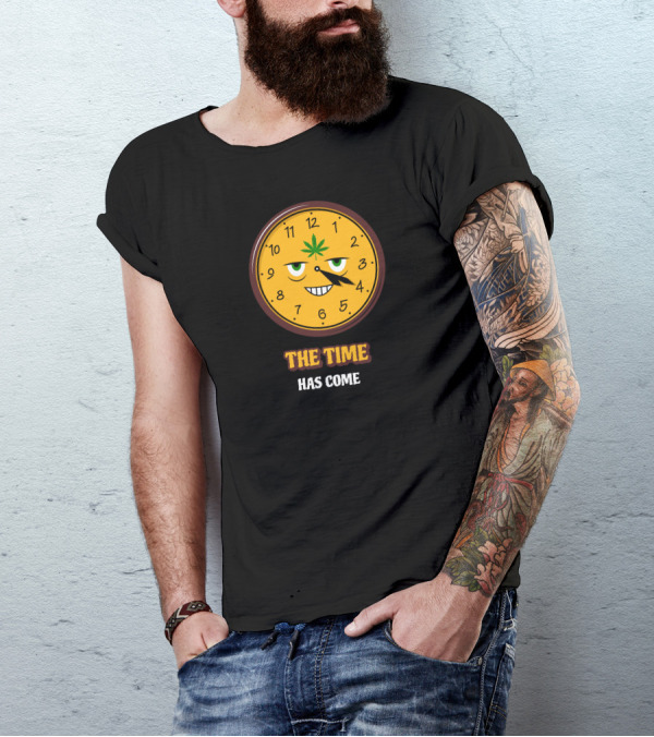 The Time Has Come Marijuana Leaf Clock Face T-Shirt