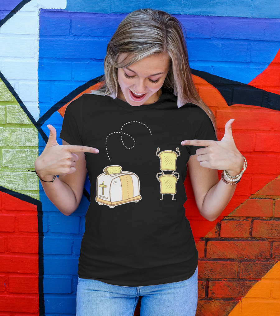 Toaster Jump Meme Flying Bread Slice And Happy Toast Duo T-Shirt