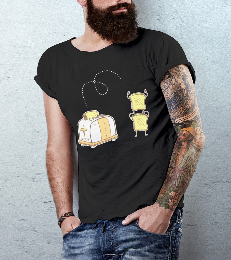 Toaster Jump Meme Flying Bread Slice And Happy Toast Duo T-Shirt