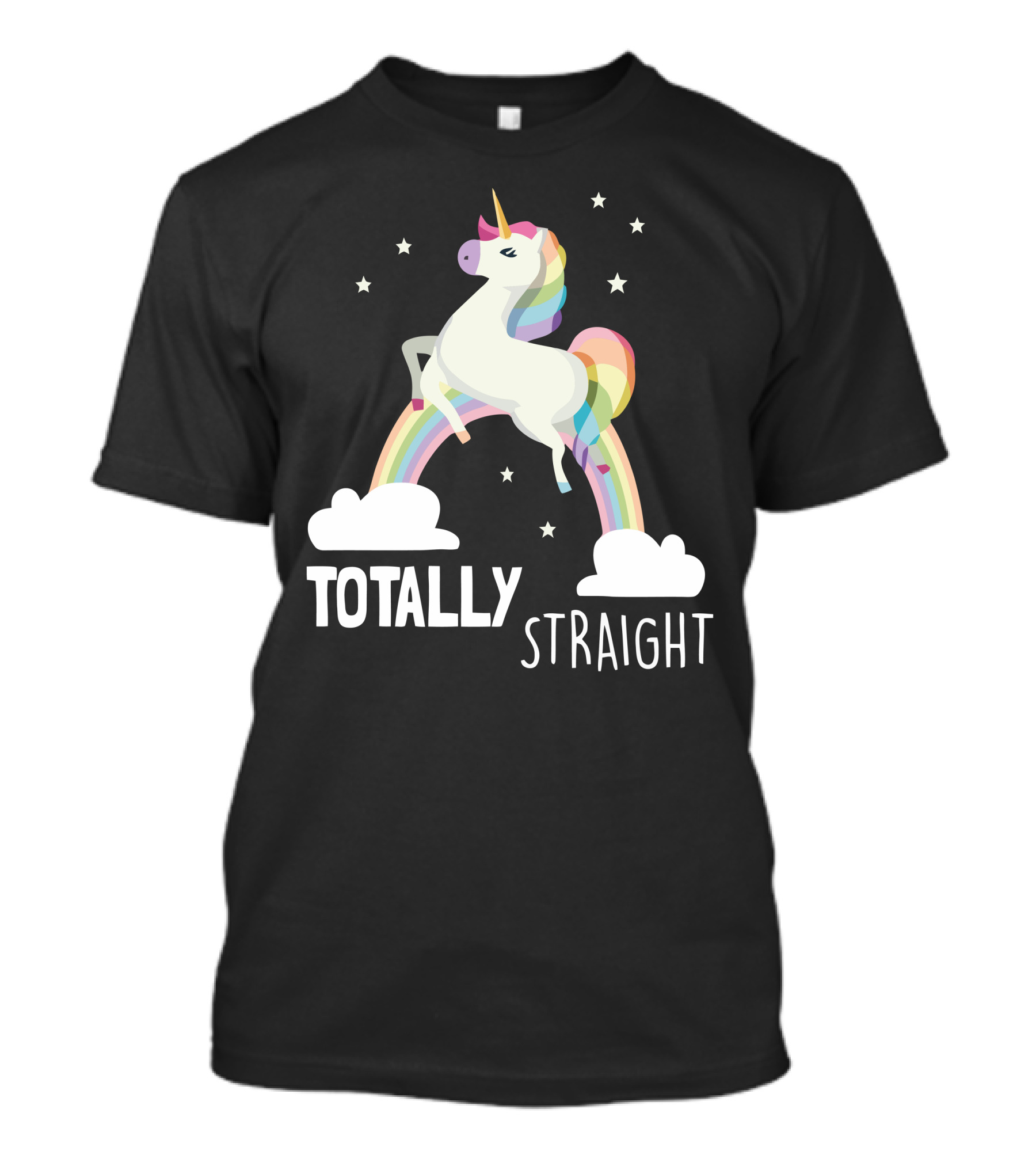 Totally Straight Unicorn On Rainbow With Stars T-Shirt