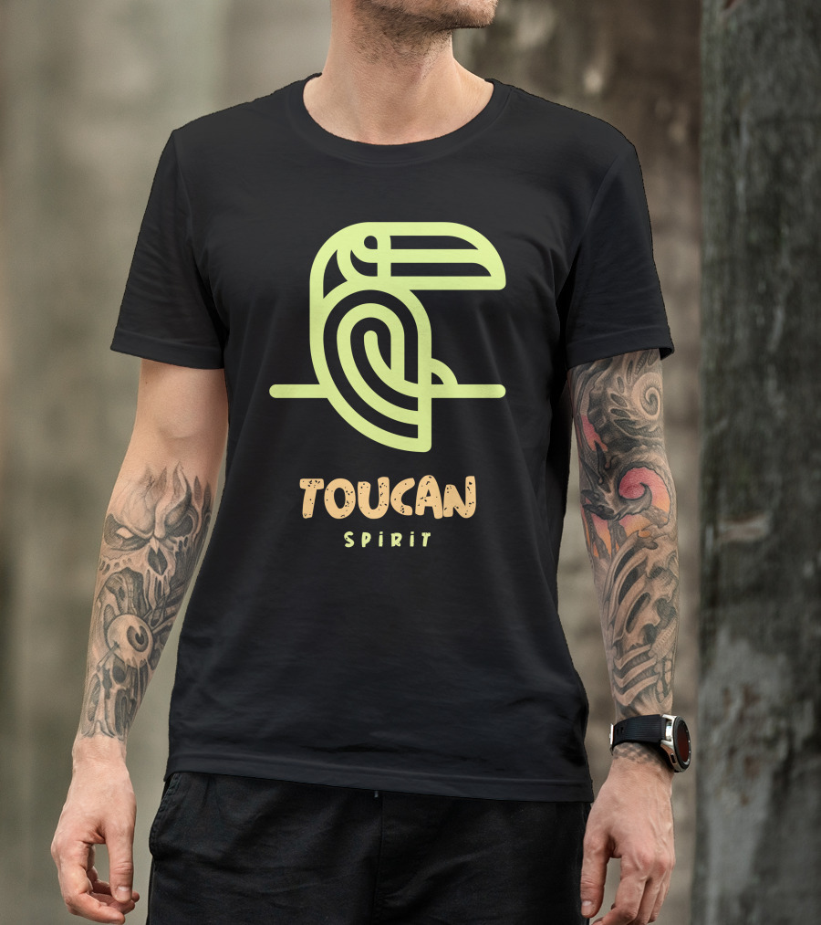 Toucan Spirit Vibrant Neon Line Art Bird T-Shirt