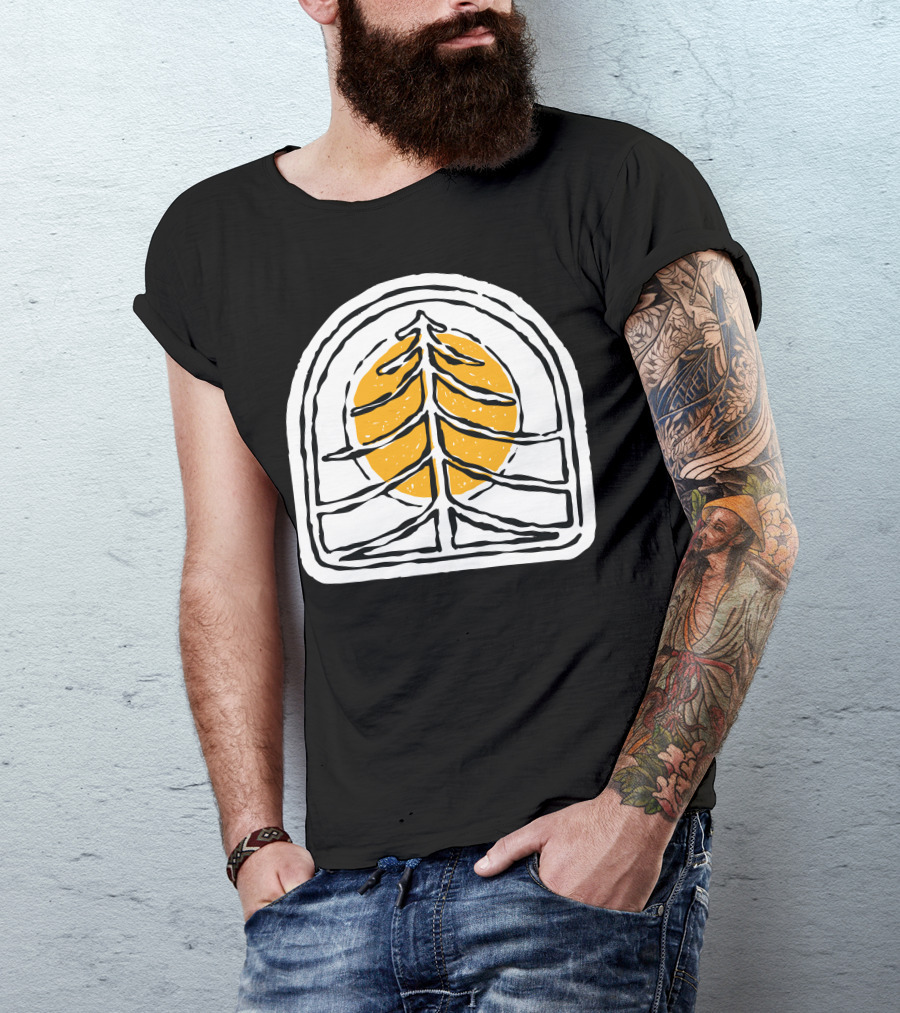Tree And Sun Vintage Aesthetic Naturist T-Shirt