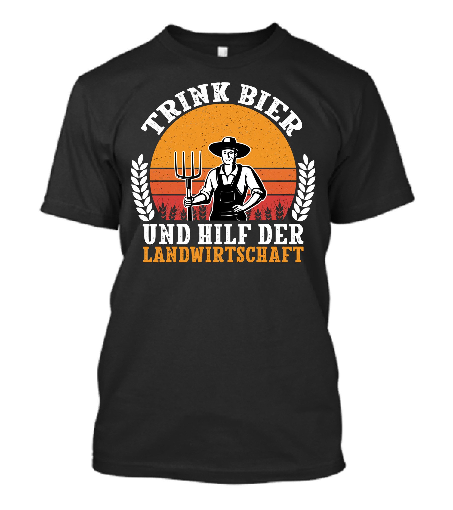 Trink Bier Und Hilf Der Landwirtschaft Vintage Farmer Sunset T-Shirt