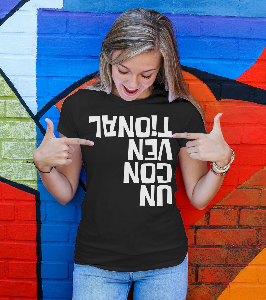 Unconventional Upside Down Textual T-Shirt