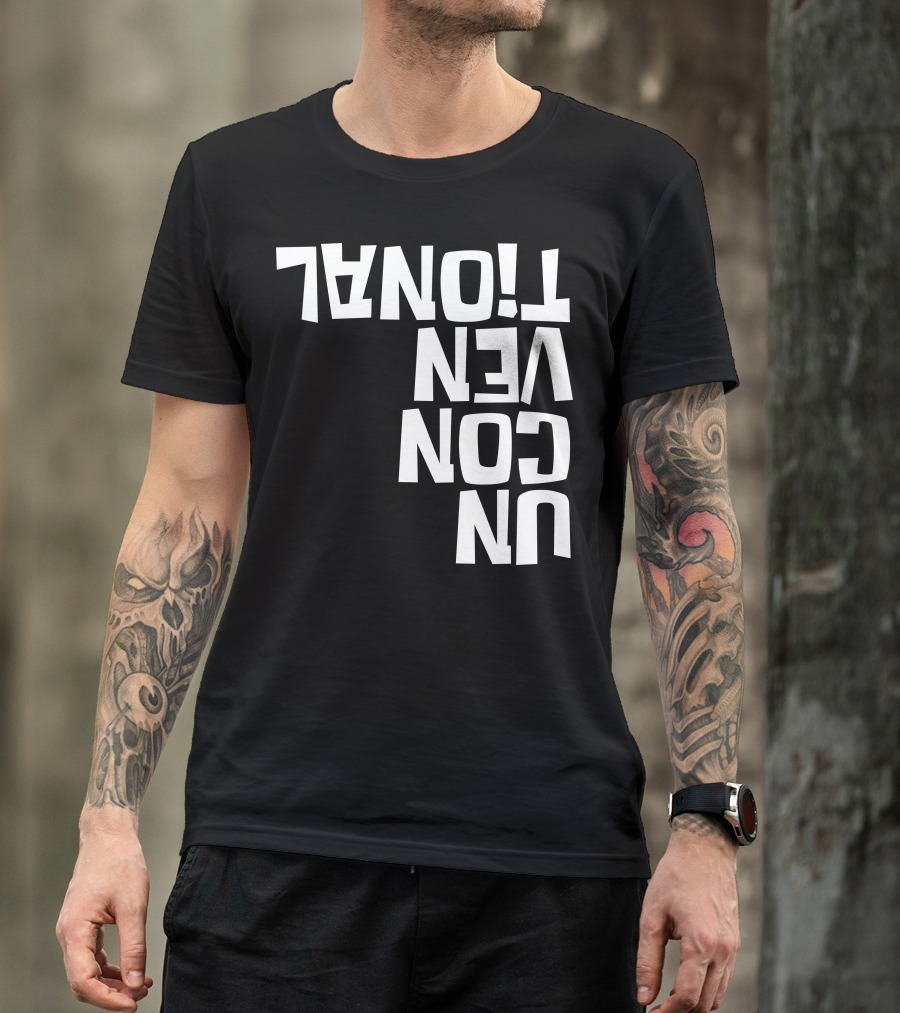 Unconventional Upside Down Textual T-Shirt