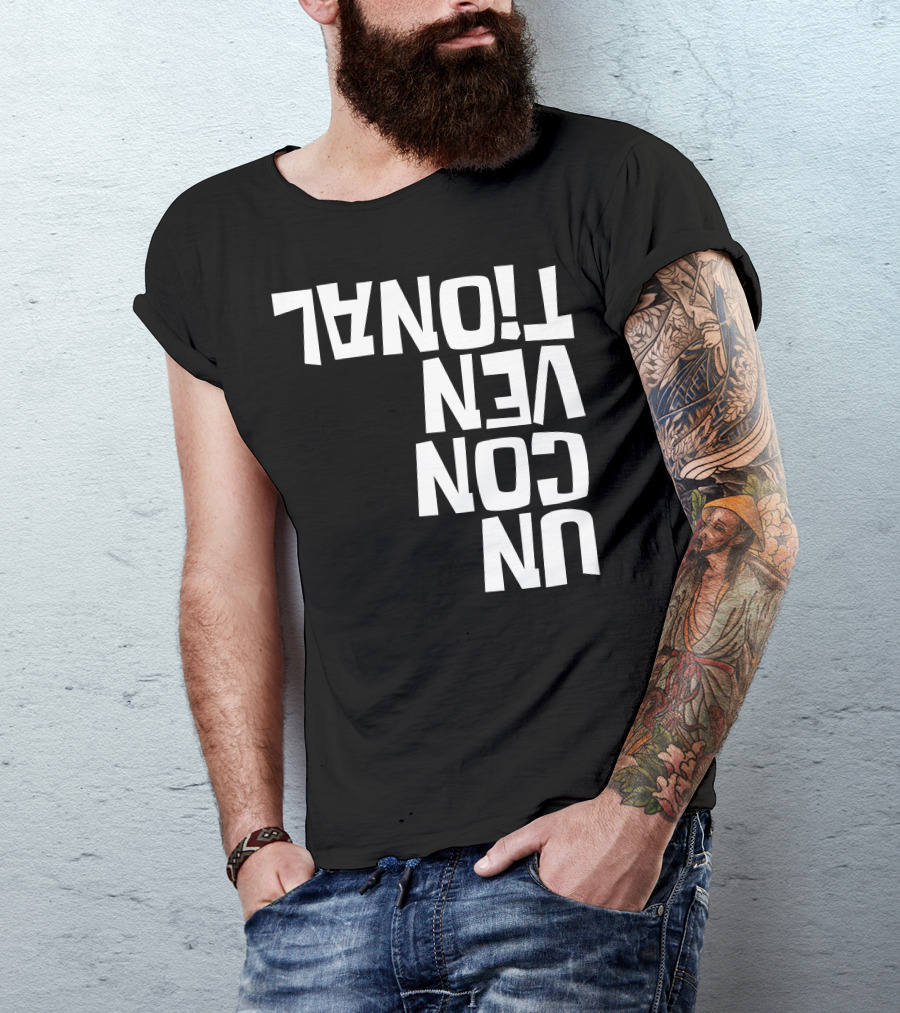 Unconventional Upside Down Textual T-Shirt