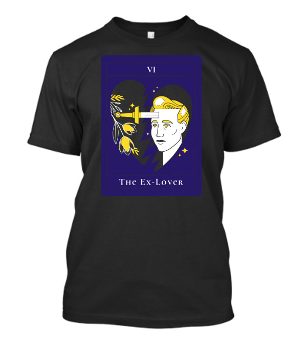 VI The Ex-Lover Tarot Style Broken Heart With Sword And Flowers T-Shirt