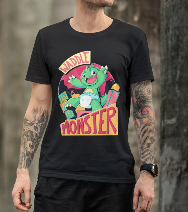 Waddle Monster Baby Blocks Diaper Fun T-Shirt