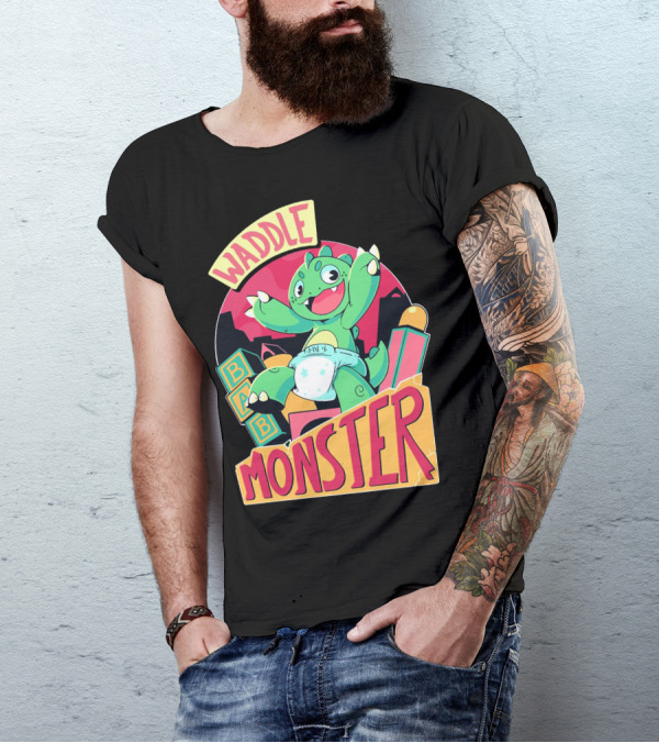 Waddle Monster Baby Blocks Diaper Fun T-Shirt