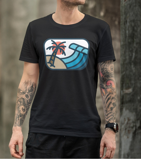 Wave Bold Beach Sunset Palm Tree Ocean T-Shirt