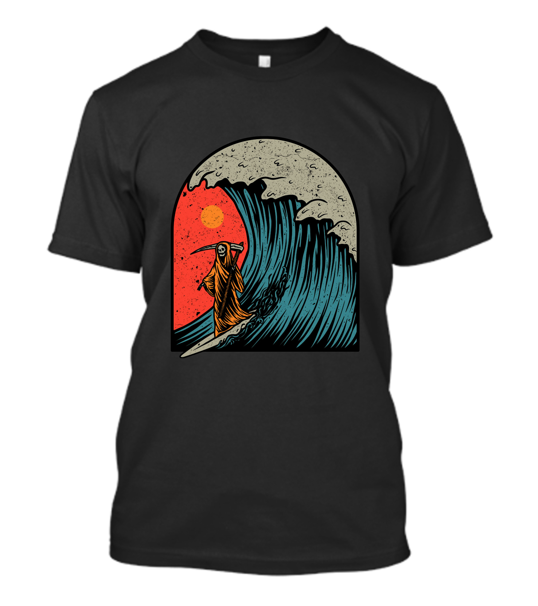 Wave Conqueror Grim Reaper Surfing Gothic T-Shirt