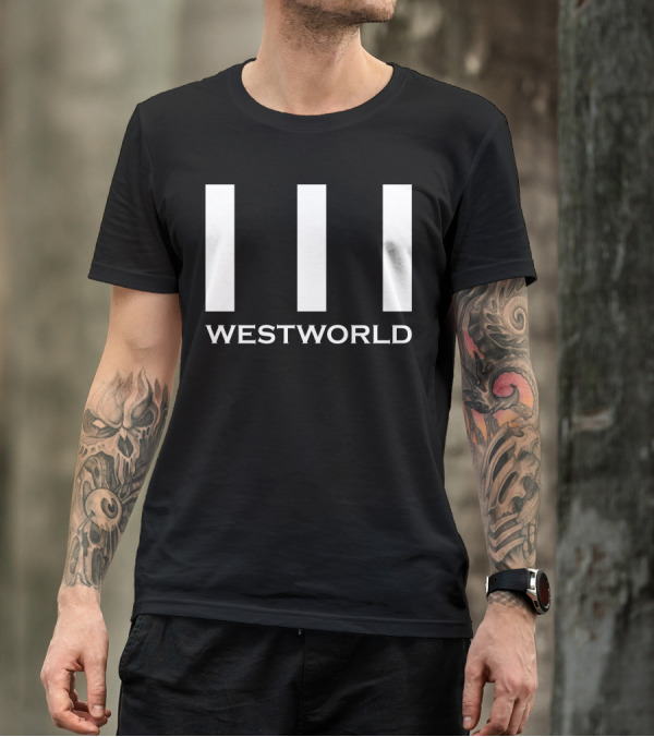 Westworld HBO Series Logo Black And White Design Three Bars T-Shirt