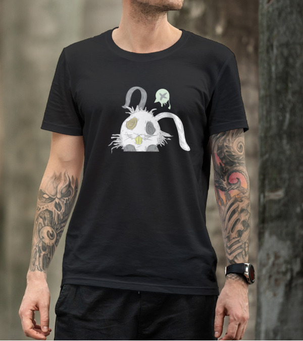 White Tired Rabbit With Droopy Ears And X Speech Bubble T-Shirt