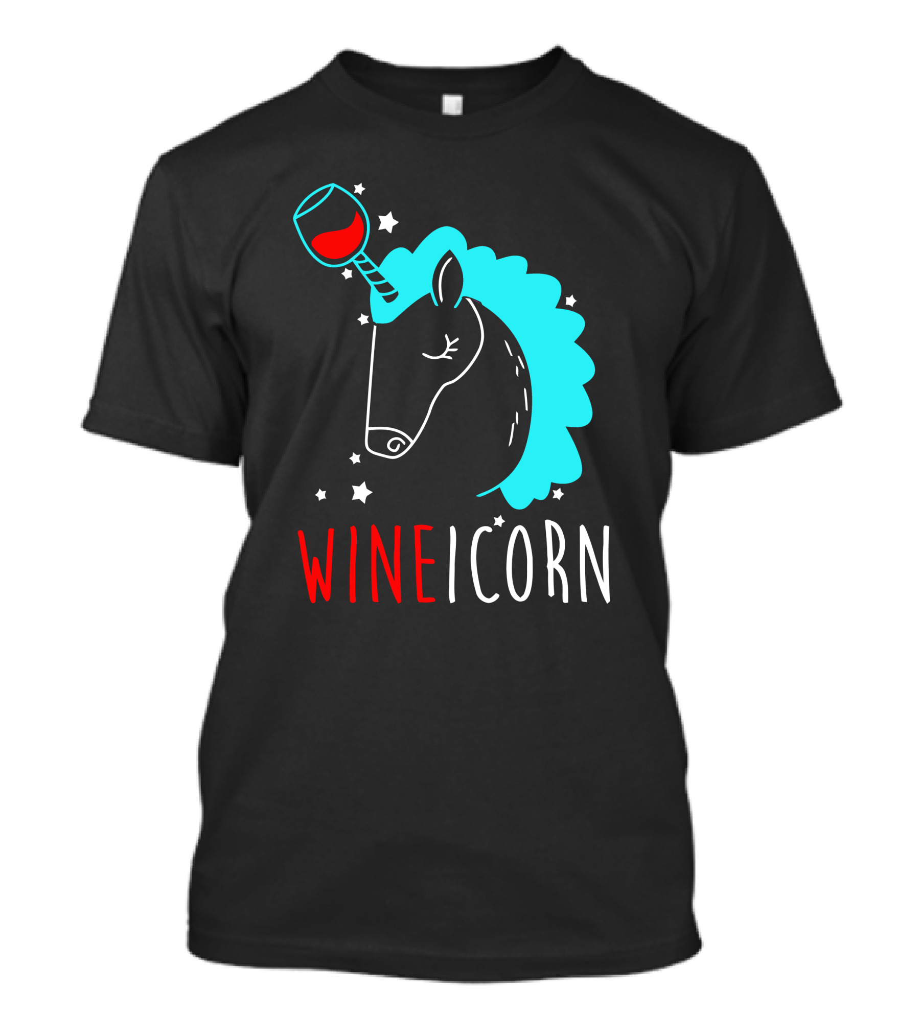 Wineicorn Unicorn Wine Glass Fantasy Stars T-Shirt