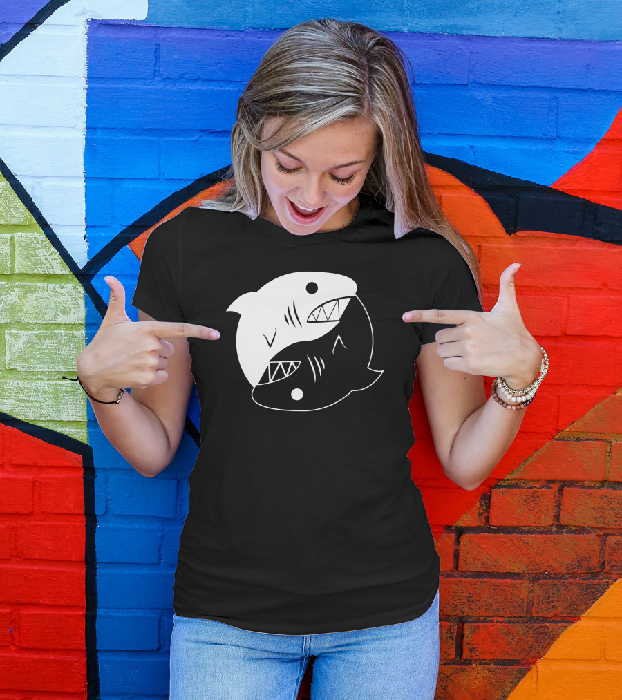 Yin Yang Shark Symbol Balanced Duality T-Shirt