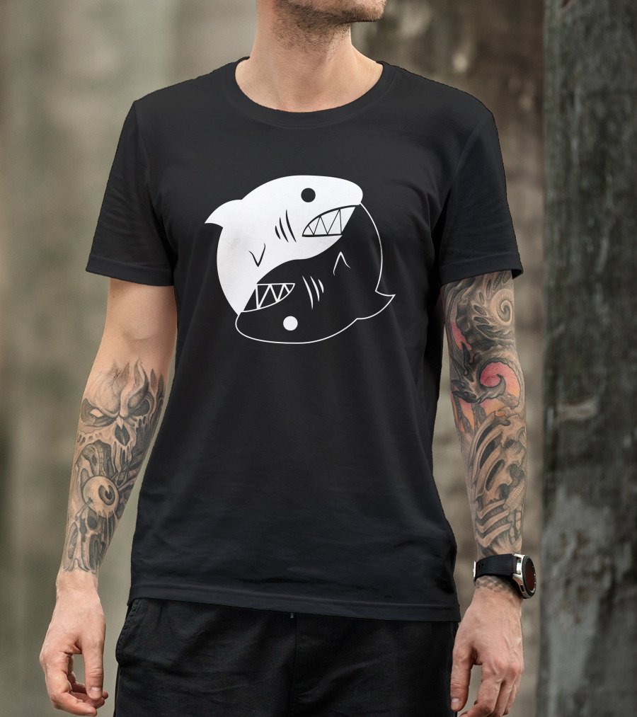 Yin Yang Shark Symbol Balanced Duality T-Shirt