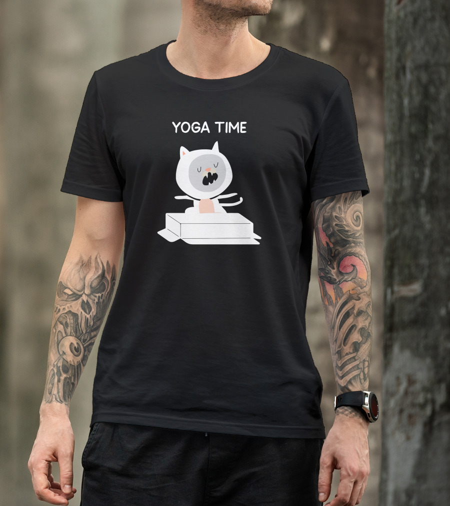 Yoga Time Cat On Mat T-Shirt