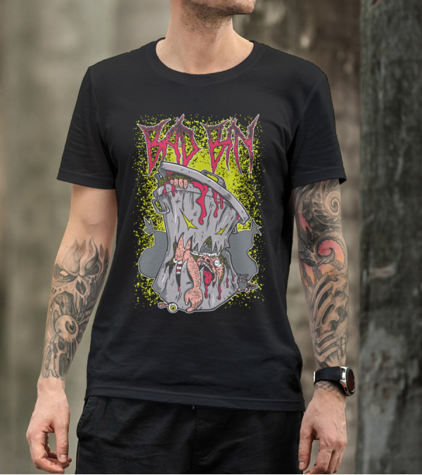 Bad Bin Zombie Trash Can Horror Monster Creation T-Shirt