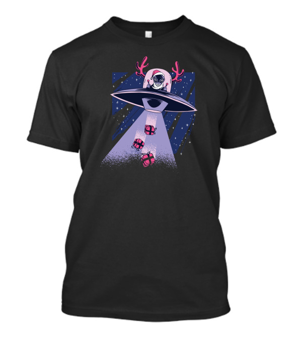 Alien Santa UFO Gift Drop T-Shirt